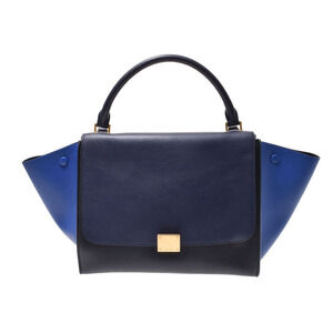 Celine Trapeze All Leather Tricolor Blue Navy Black